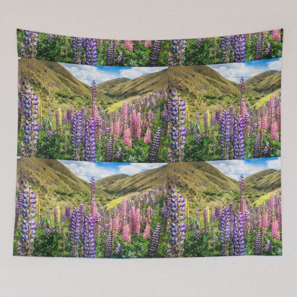 Item preview, Colorful Lupines fields on the side of the road in New Zealand designed and sold by Danielasphotos.