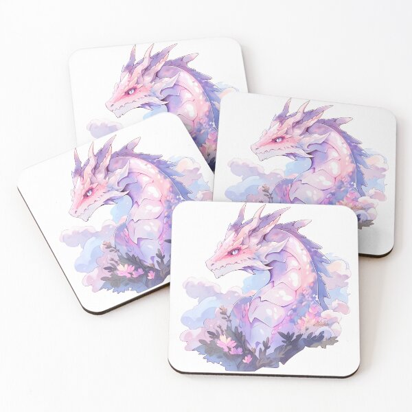 Item preview, Cute Purple Dragon in Flowers designed and sold by CozyKawaiiArt.