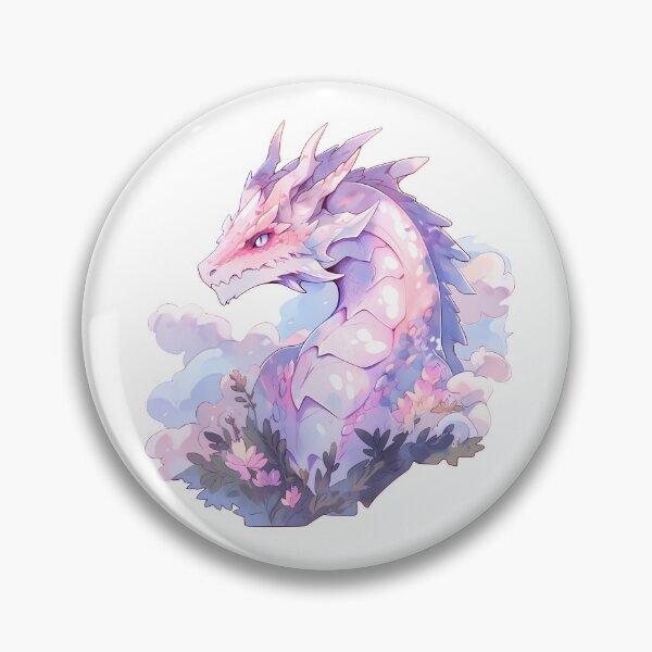 Item preview, Cute Purple Dragon in Flowers designed and sold by CozyKawaiiArt.