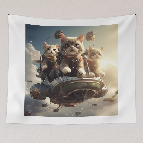 Item preview, Gray Tabby Cat Kitty Kitten Family Electric Flying Car designed and sold by BDMeow.