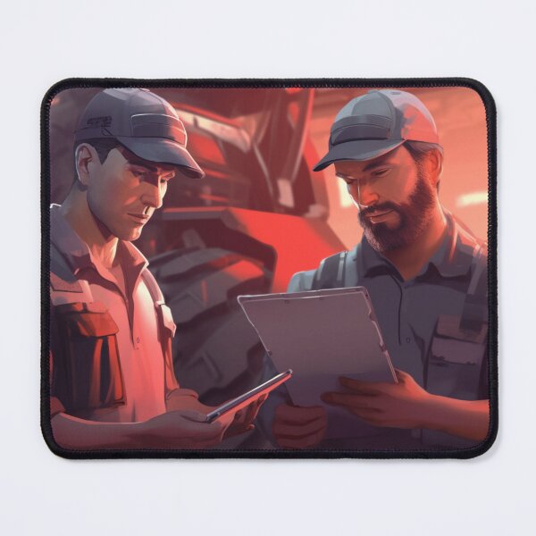 Item preview, Two tractor drivers inspect an information tablet designed and sold by isBotStore.