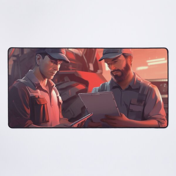 Item preview, Two tractor drivers inspect an information tablet designed and sold by isBotStore.