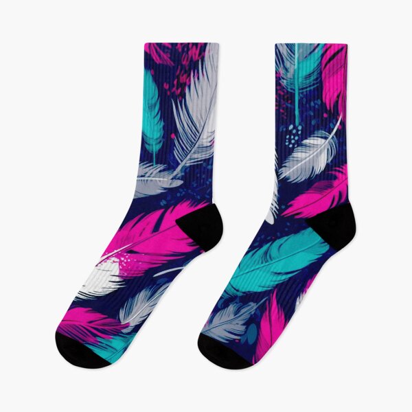Aperçu de l'œuvre Feathers - Fuchsia, teal, gray, silver, white 3 créée et vendue par Highlandkings.