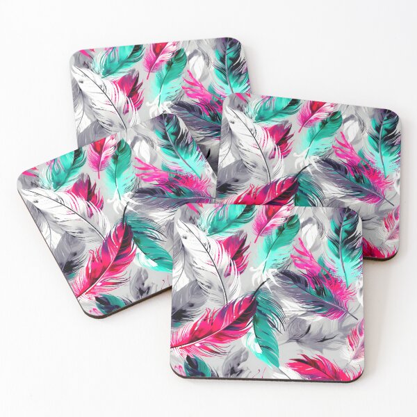 Item preview, Feathers - Fuchsia, teal, gray, silver, white 2 designed and sold by Highlandkings.