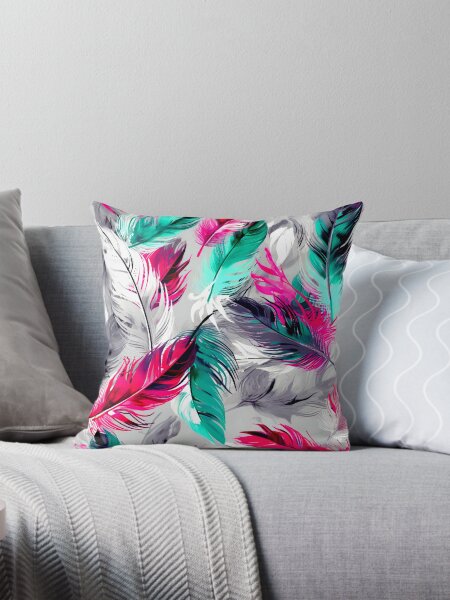 Item preview, Feathers - Fuchsia, teal, gray, silver, white 2 designed and sold by Highlandkings.