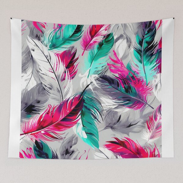 Item preview, Feathers - Fuchsia, teal, gray, silver, white 2 designed and sold by Highlandkings.