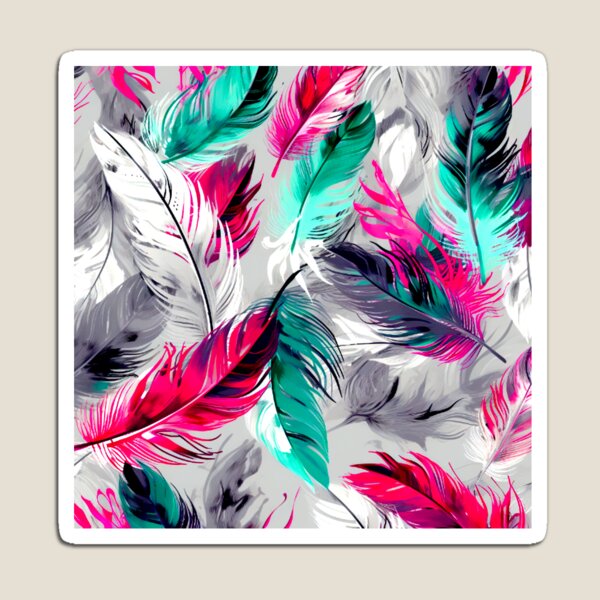 Item preview, Feathers - Fuchsia, teal, gray, silver, white 2 designed and sold by Highlandkings.