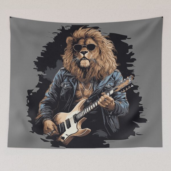 Item preview, Majestic Cool Lion as a Rock and Roll Guitarist designed and sold by LOT7Clothing.