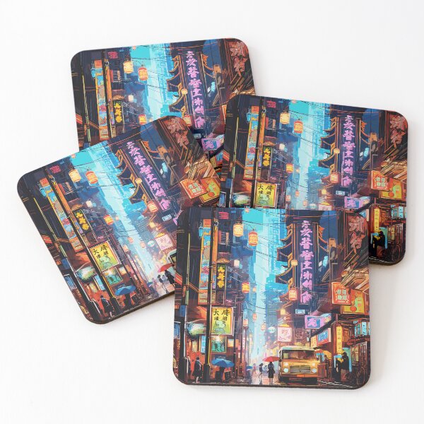 Item preview, Chinatown street scene at night designed and sold by SleepySquirrel.