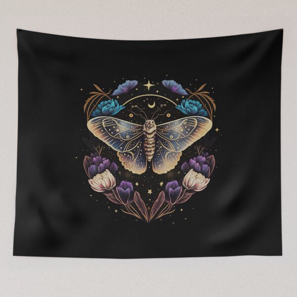 Item preview, Cosmic moth, moon, autumn crocus, nocturnal butterfly designed and sold by nitty-gritty.