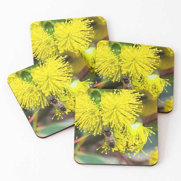 Item preview, Bee polinating yellow flowers designed and sold by Images by Chris de Blank.