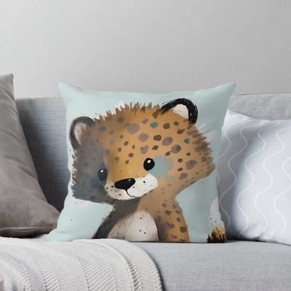 Item preview, Nursery Leopard Pillow (Blue) designed and sold by TonizToonz.