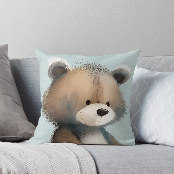 Item preview, Nursery Bear Pillow (Blue) designed and sold by TonizToonz.