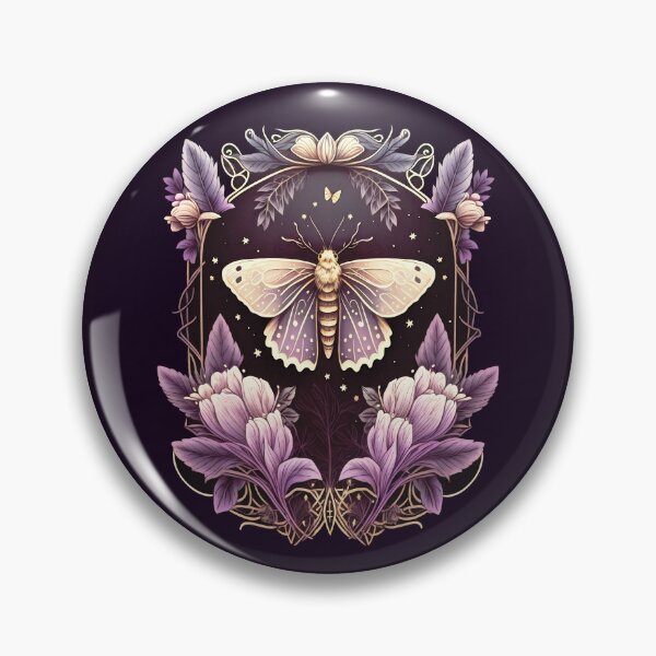 Item preview, Moth, Art Deco, purple, autumn crocus, nocturnal butterfly designed and sold by nitty-gritty.