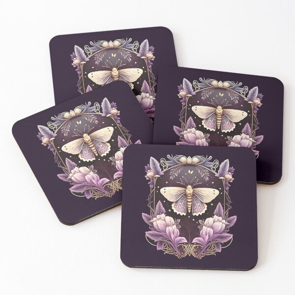 Item preview, Moth, Art Deco, purple, autumn crocus, nocturnal butterfly designed and sold by nitty-gritty.