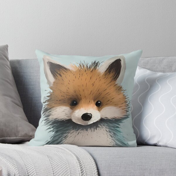 Item preview, Nursery Fox Pillow (Blue) designed and sold by TonizToonz.