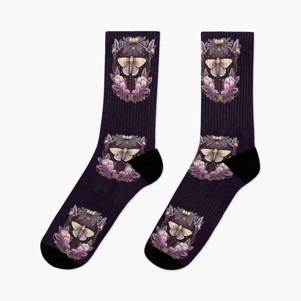 Item preview, Moth, Art Deco, purple, autumn crocus, nocturnal butterfly designed and sold by nitty-gritty.