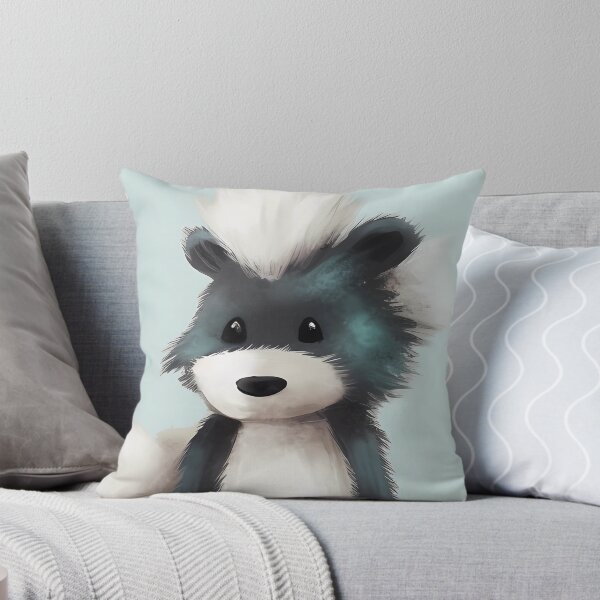 Item preview, Nursery Skunk Pillow (Blue) designed and sold by TonizToonz.