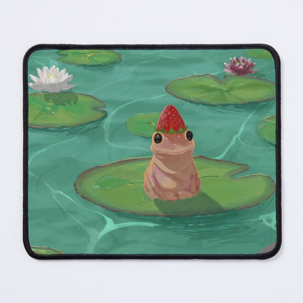 Item preview, Frog with Strawberry having fun in a lily pad designed and sold by EBREH.