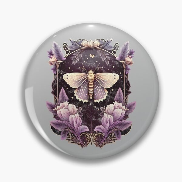 Item preview, Moth, Art Deco, purple, autumn crocus, nocturnal butterfly, distressed designed and sold by nitty-gritty.
