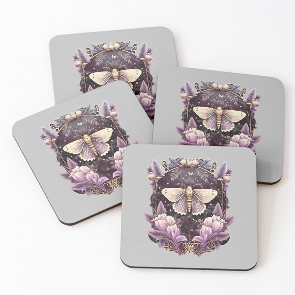 Item preview, Moth, Art Deco, purple, autumn crocus, nocturnal butterfly, distressed designed and sold by nitty-gritty.
