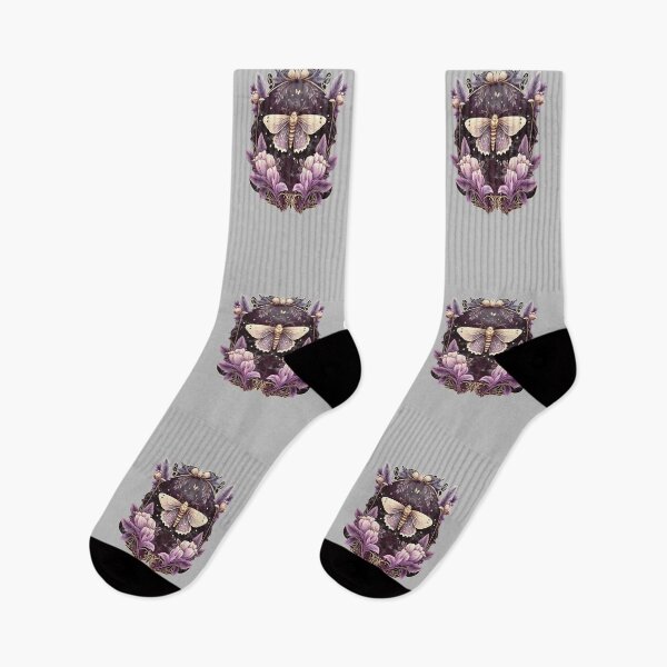 Item preview, Moth, Art Deco, purple, autumn crocus, nocturnal butterfly, distressed designed and sold by nitty-gritty.