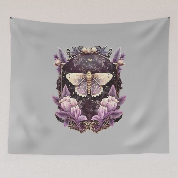 Item preview, Moth, Art Deco, purple, autumn crocus, nocturnal butterfly, distressed designed and sold by nitty-gritty.
