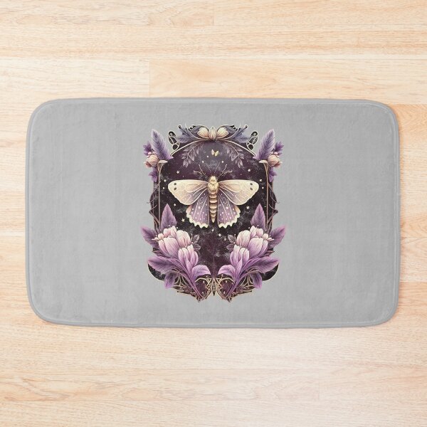 Item preview, Moth, Art Deco, purple, autumn crocus, nocturnal butterfly, distressed designed and sold by nitty-gritty.