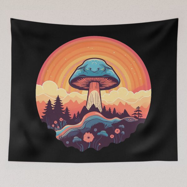 Item preview, Retro Mushroom Psychedelic Shroom Art designed and sold by Trippinink-.