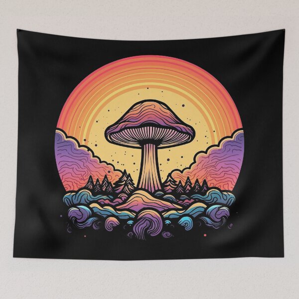 Item preview, Psychedelic Shroom Mushroom Retro Art designed and sold by Trippinink-.