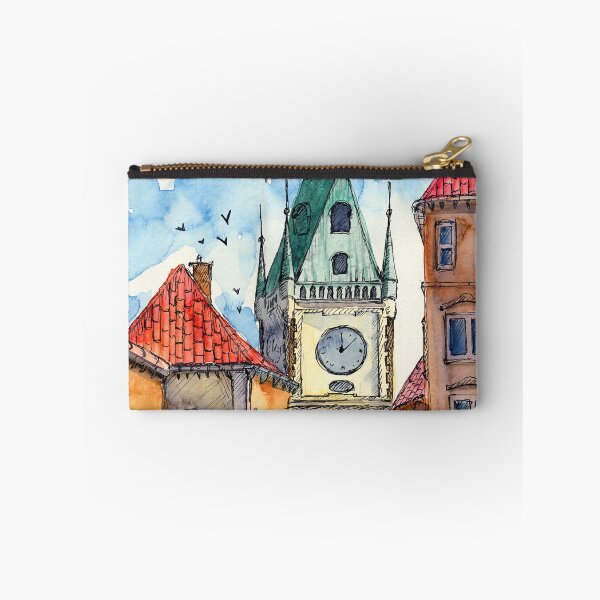 Item preview, Watercolor illustration of old Prague street with old colorful houses designed and sold by MaryWatercolor.