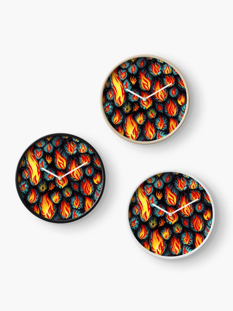 Thumbnail 3 of 4, Clock, Tribal fire pattern designed and sold by Rothnaric.
