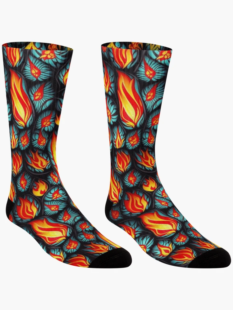 Thumbnail 3 of 5, Socks, Tribal fire pattern designed and sold by Rothnaric.