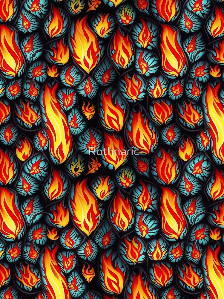 Thumbnail 3 of 3, Scarf, Tribal fire pattern designed and sold by Rothnaric.