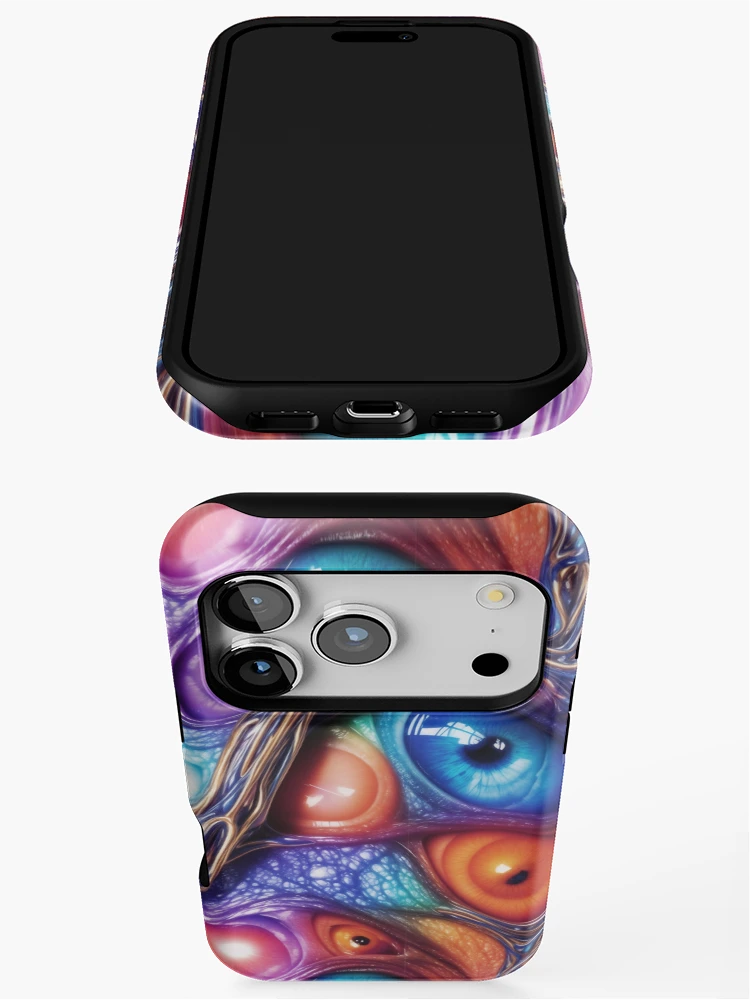 Aperçu 3 sur 4. Coque iPhone avec l'œuvre Wall of eyes pattern créée et vendue par Rothnaric.