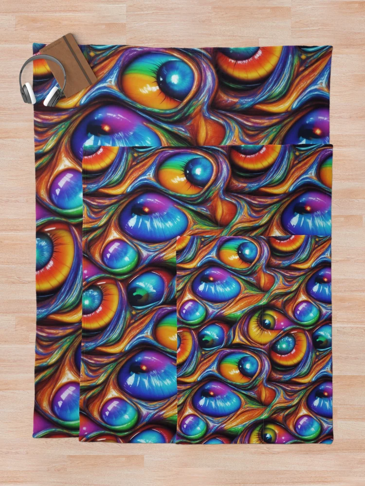Thumbnail 5 of 6, Throw Blanket, Abstract eyes pattern designed and sold by Rothnaric.