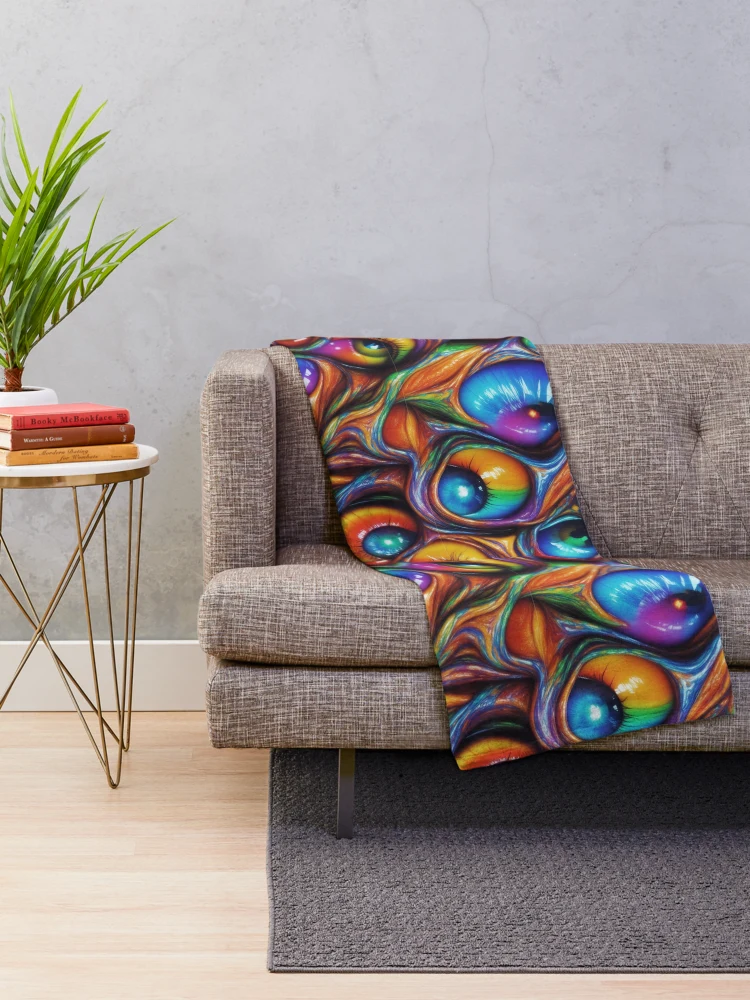 Thumbnail 2 of 6, Throw Blanket, Abstract eyes pattern designed and sold by Rothnaric.