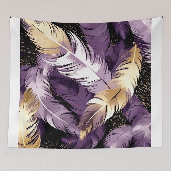 Aperçu de l'œuvre Feathers - Lavender, eggplant, ivory, gold, silver  créée et vendue par Highlandkings.