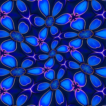 Artwork thumbnail, Deep Blue Flower Pattern by Patternflower