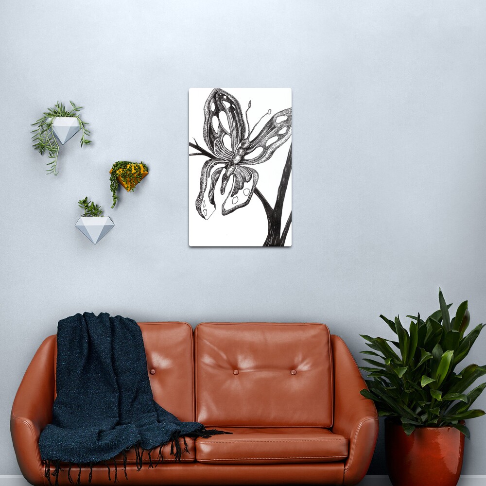 Learning to Fly, Ink Drawing Metal Print