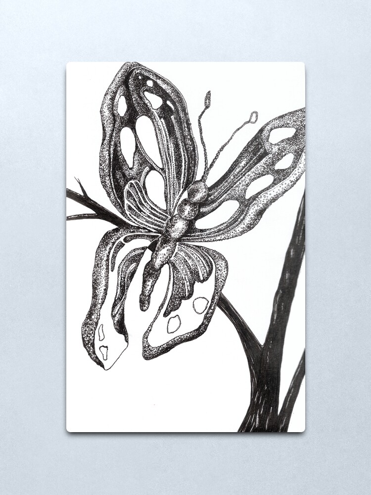 Alternate view of Learning to Fly, Ink Drawing Metal Print