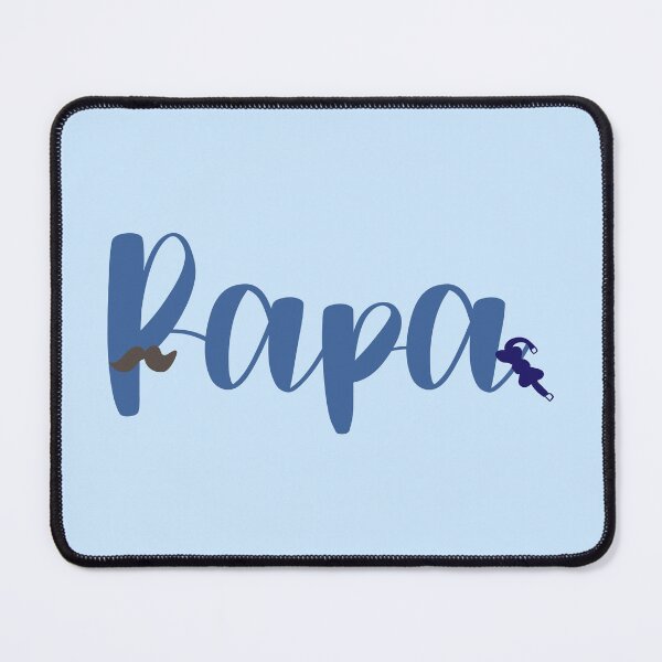 Item preview, Papa blue text with a moustache icon designed and sold by EmeraldeaArt.