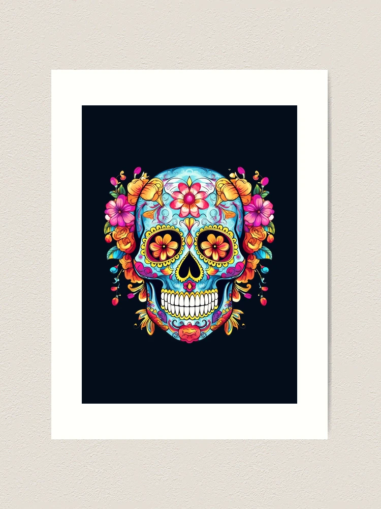 Scull Flower Arts Cute Mexican Macabre Skull Head, Gothic Gifts Poster for  Sale by W-creates