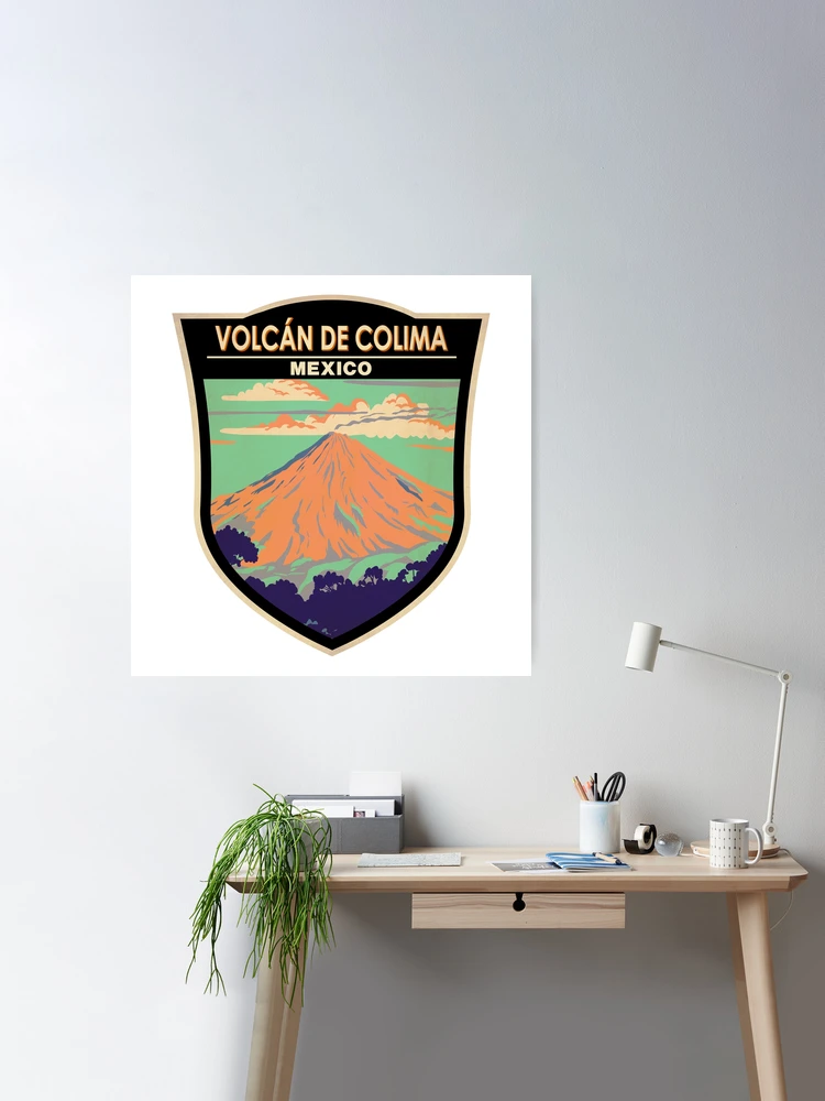 Volcan De Colima Mexico Badge Poster for Sale by KrisSidDesigns