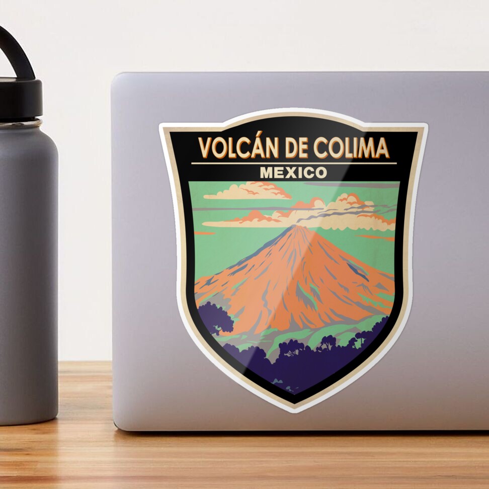 Volcan De Colima Mexico Badge Poster for Sale by KrisSidDesigns