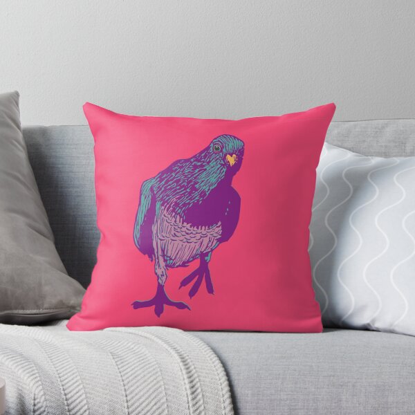 Pigeon in bright colors Throw Pillow
