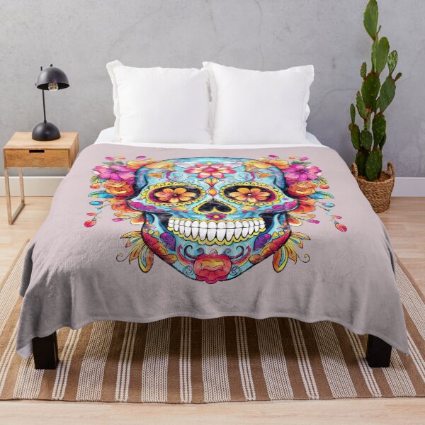 Item preview, Beautiful sugar skull, Mexican skull, flowers, Dia de los muertos, distressed designed and sold by nitty-gritty.