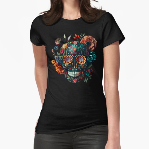 Item preview, Sugar skull with flowers, Mexican skull, Dia de los muertos, Day of the dead designed and sold by nitty-gritty.