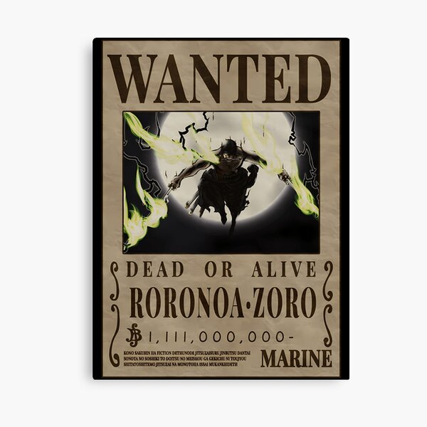 Roronoa Zoro Wanted Poster One Piece King of Hell Vice-captain |  Photographic Print