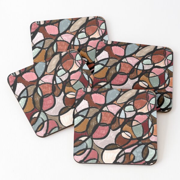 Item preview, Oil Pastels Stained Glass Inspired Neutral Abstract Geometric designed and sold by hopecope.